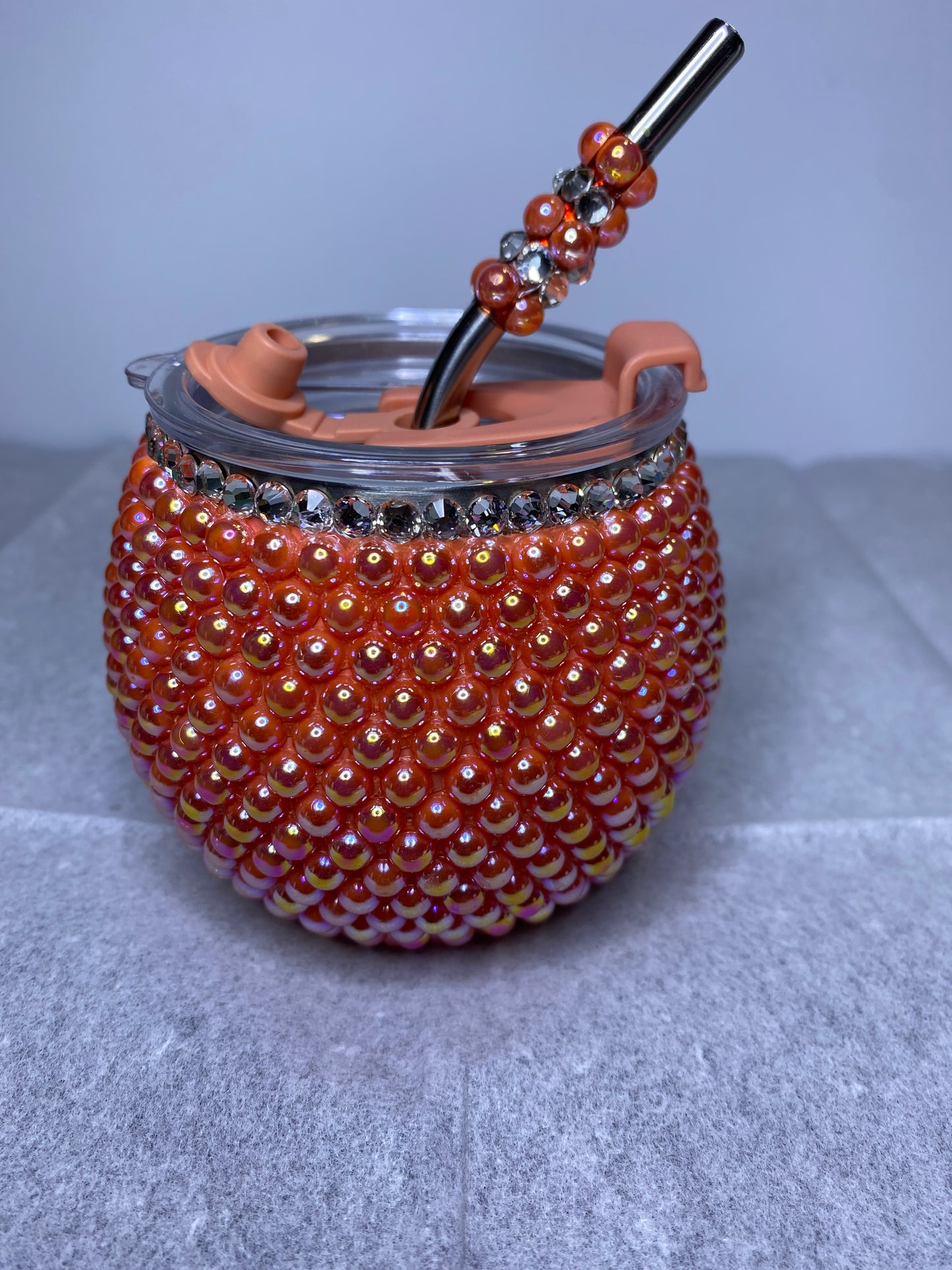 5oz SALMON BUBBLE BALL TUMBLER & STRAW