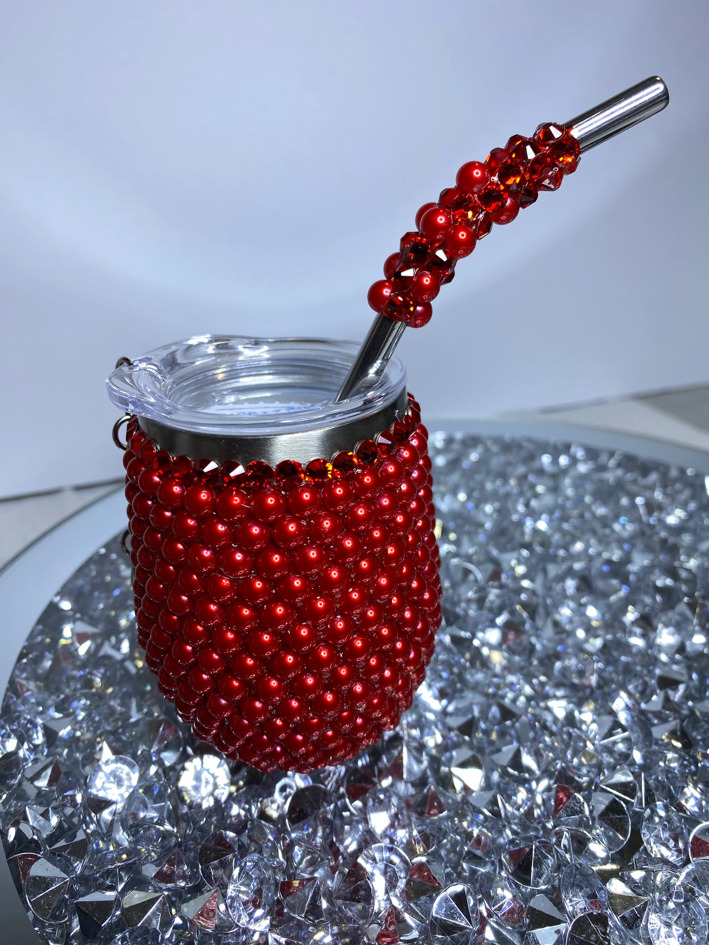 3oz RED MINI KEYCHAIN TUMBLER / STRAW