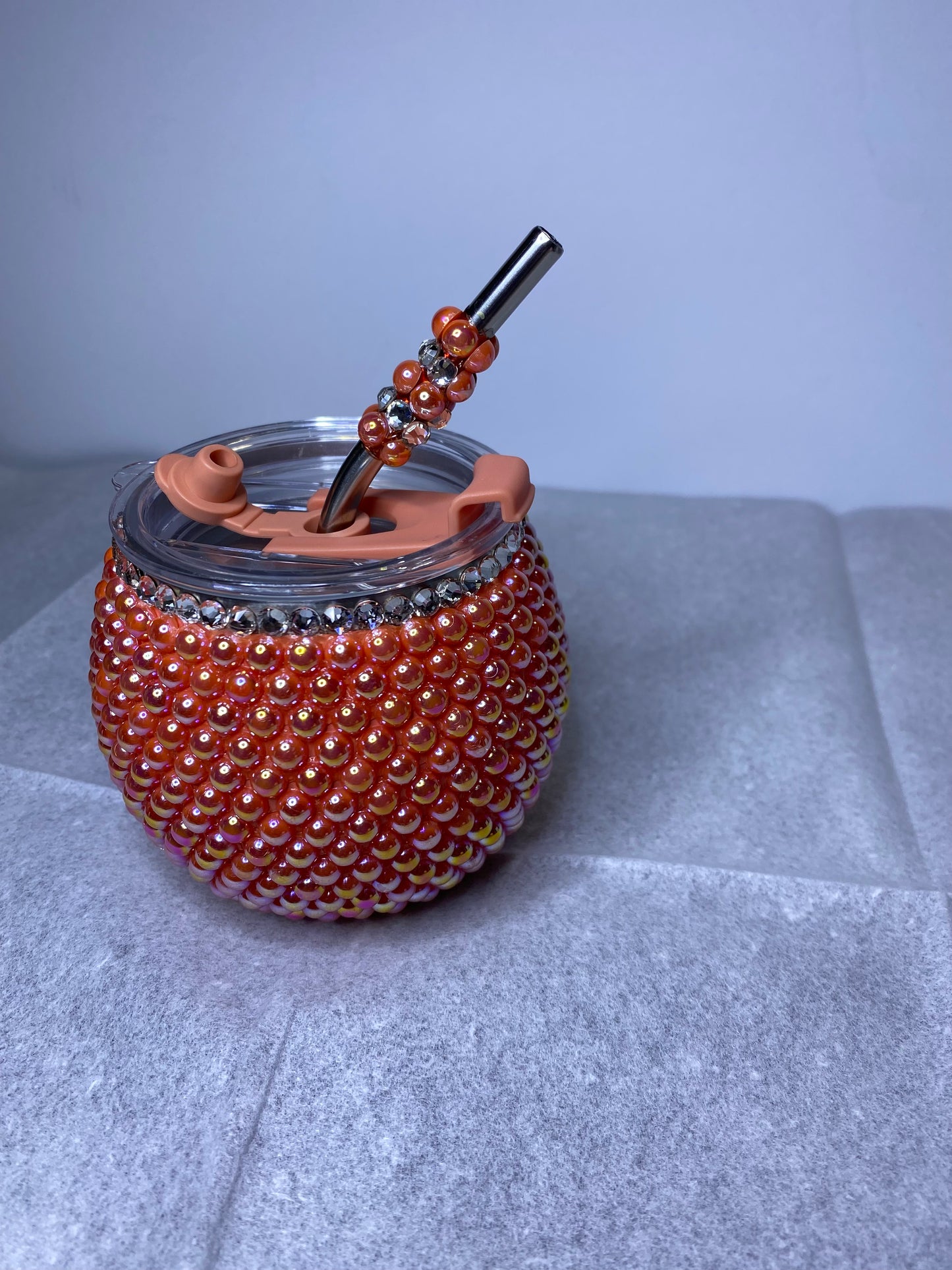 5oz SALMON BUBBLE BALL TUMBLER & STRAW